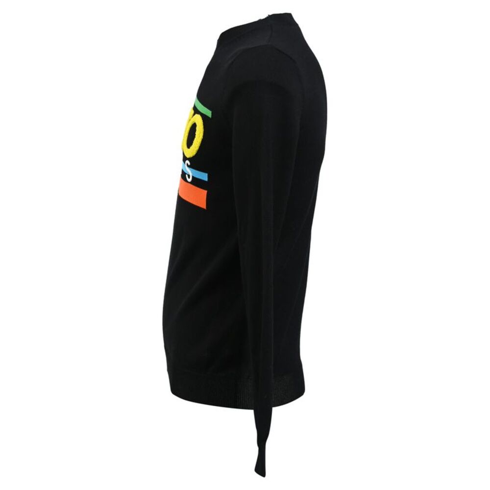 Kenzo Logo Knit Crew Neck Long Sleeve Sweater in Black Cotton - Picture 2 of 5